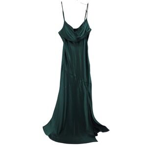 SAINTS + SECRETS Maxi Slip Dress Medium Dark Green Satin Formal Party Evening